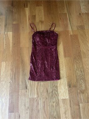 Midnight Doll Burgundy Sequin Mini Dress 🍷✨